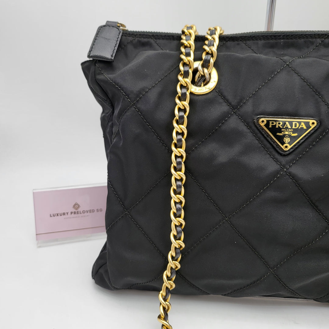 PRADA NYLON QUILTED CHAIN