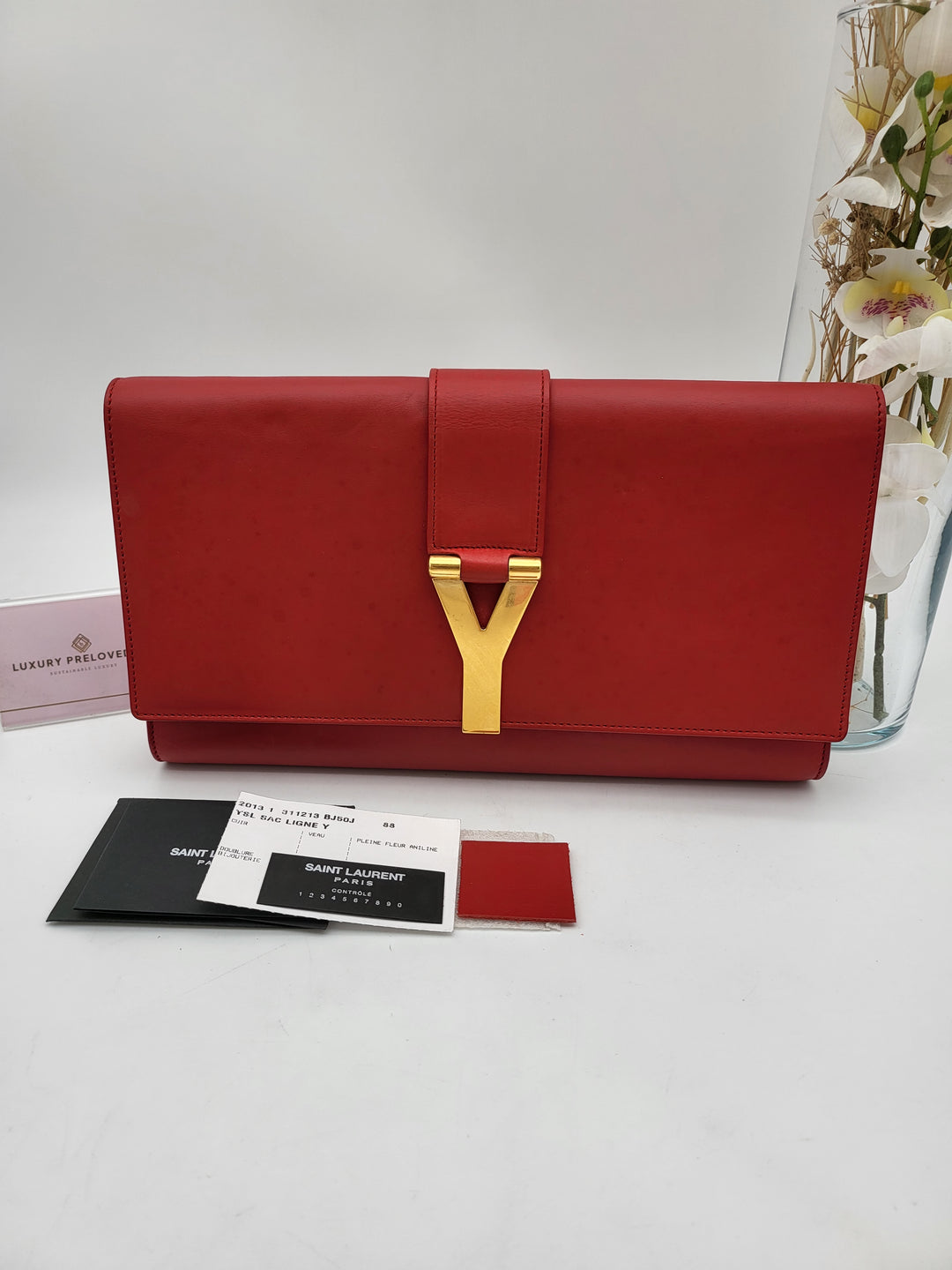 YVES SAINT LAURENT CLUTCH CALF LEATHER