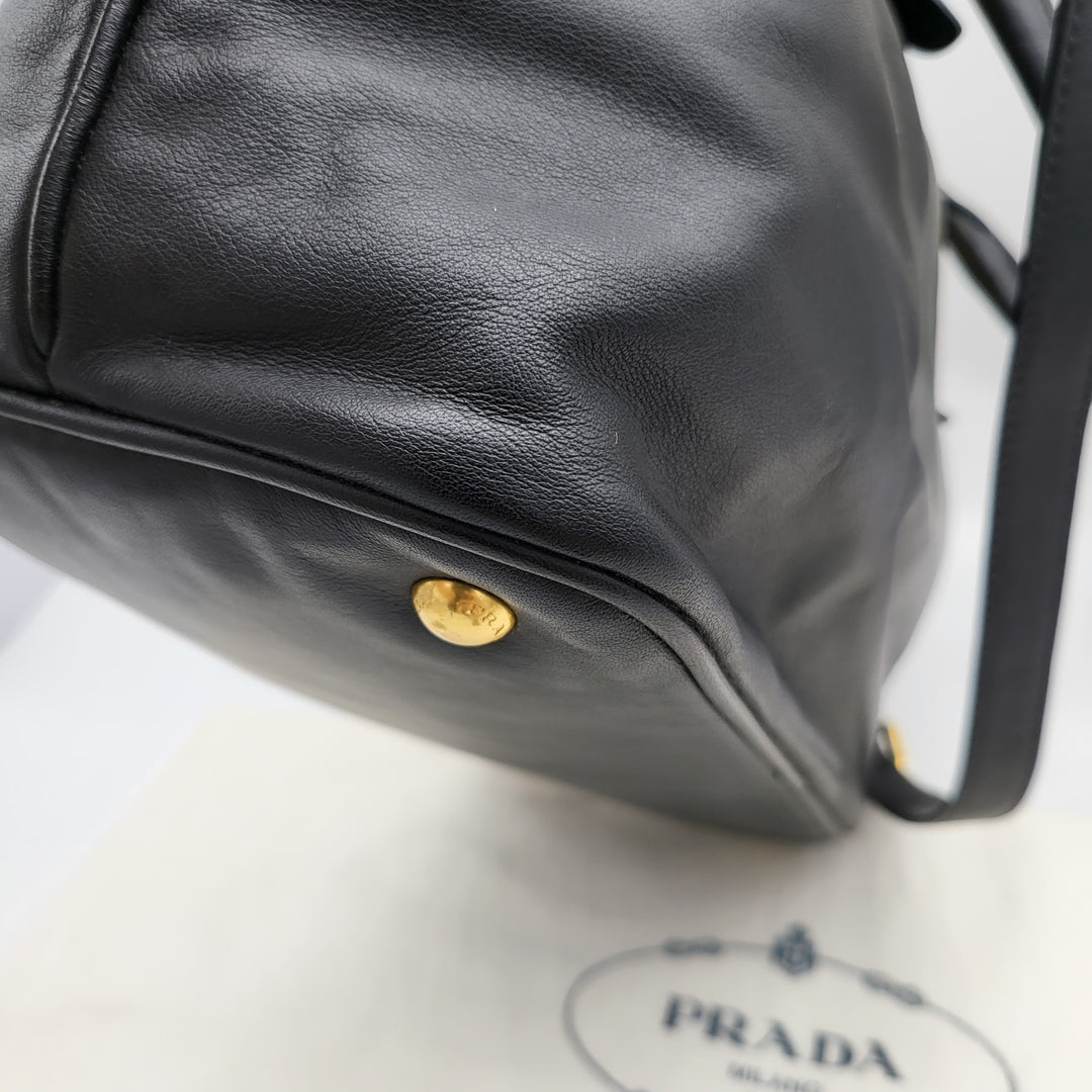 PRADA BLACK LEATHER 2 WAY BAG