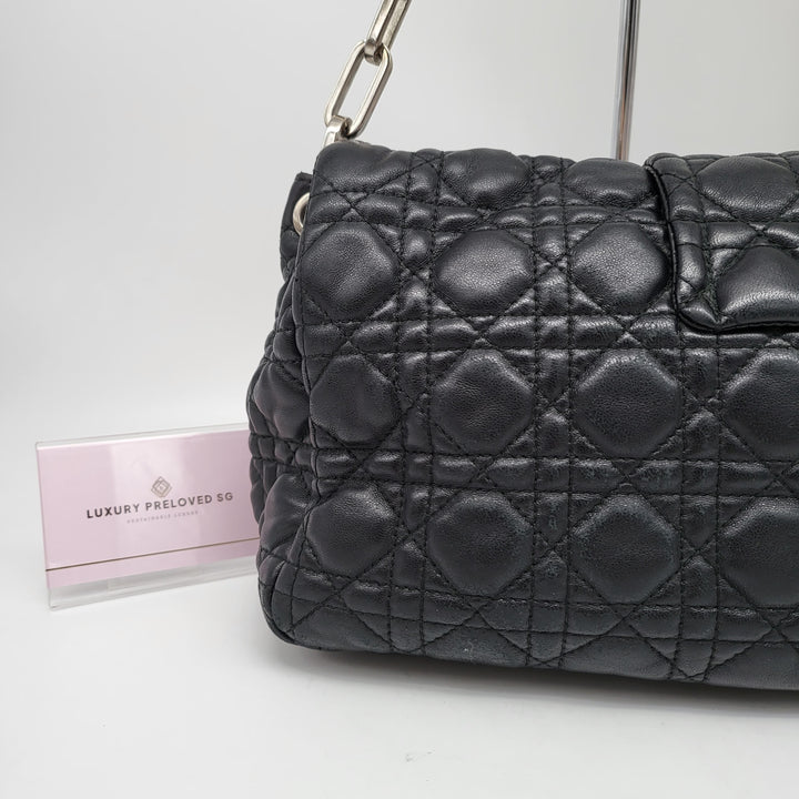 CHRISTIAN DIOR QUILTED CANNAGE NEW LOCK LAMBSKIN SHOULDER BAG