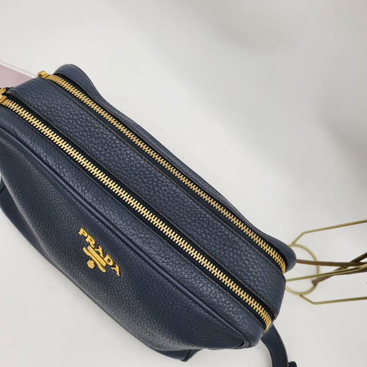 PRADA CALFSKIN SHOULDER BAG NAVY