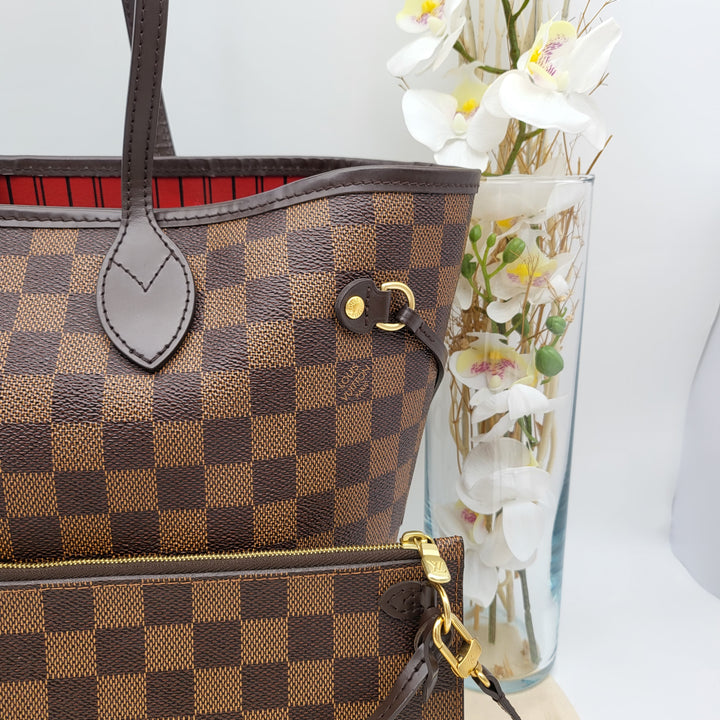 LOUIS VUITTON NEVERFULL MM DAMIER W/ POUCH