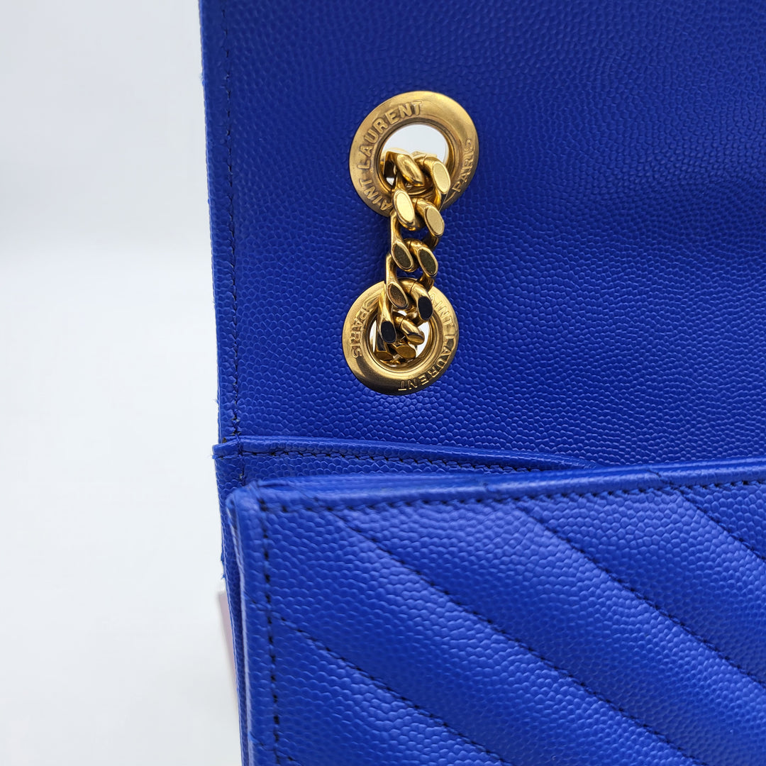 YVES SAINT LAURENT BLUE QUILTED MONOGRAM ENVELOPE