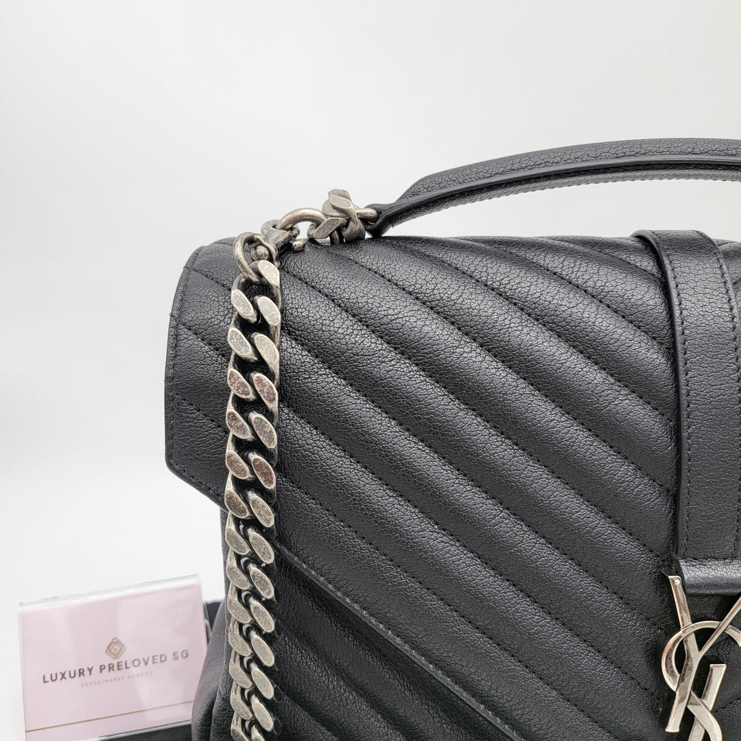 YVES SAINT LAURENT COLLEGE CHEVRON QUILTED BAG