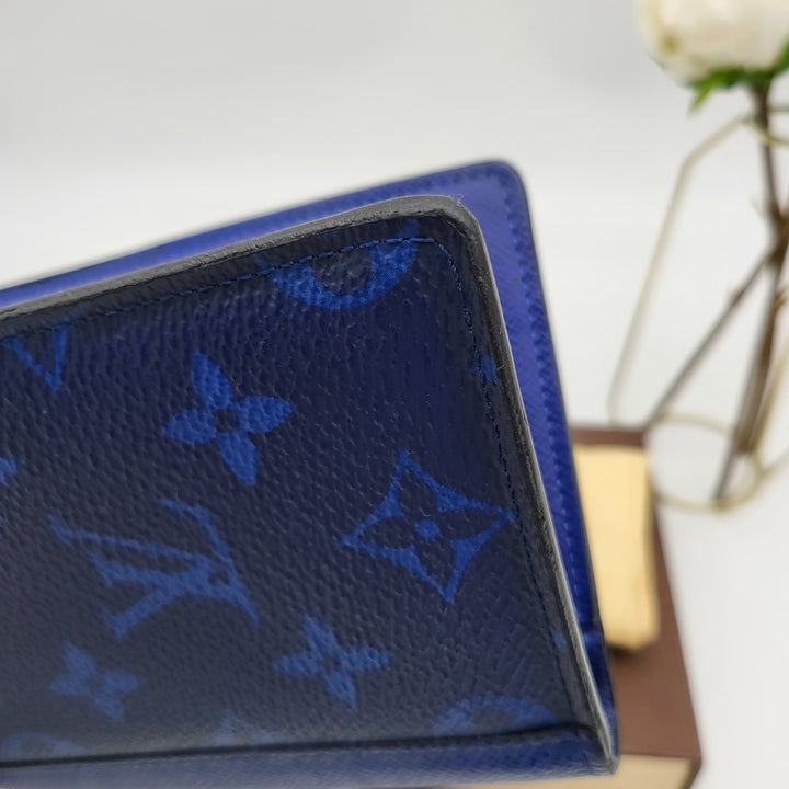 LOUIS VUITTON BRAZZA BLUE MONOGRAM BI FOLD LONG WALLET VINTAGE