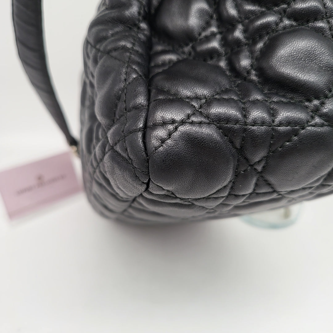 CHRISTIAN DIOR QUILTED CANNAGE NEW LOCK LAMBSKIN SHOULDER BAG