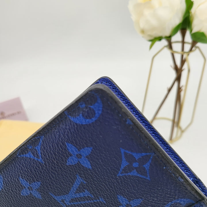 LOUIS VUITTON BRAZZA BLUE MONOGRAM BI FOLD LONG WALLET VINTAGE