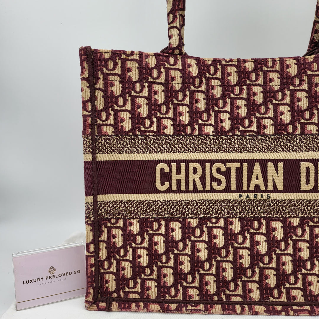 CHRISTIAN DIOR OBLIQUE BOOK TOTE BURGUNDY