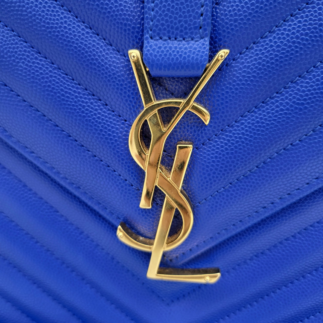 YVES SAINT LAURENT BLUE QUILTED MONOGRAM ENVELOPE