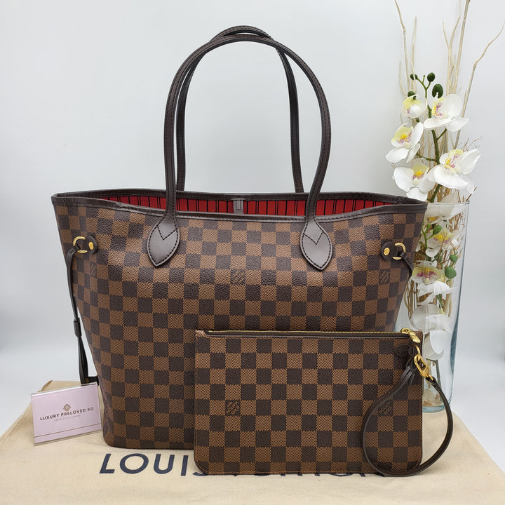 LOUIS VUITTON NEVERFULL MM DAMIER W/ POUCH