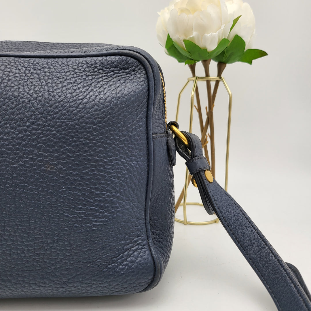 PRADA CALFSKIN SHOULDER BAG NAVY