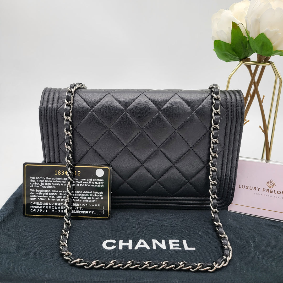 CHANEL BOY WALLET ON CHAIN LAMBSKIN