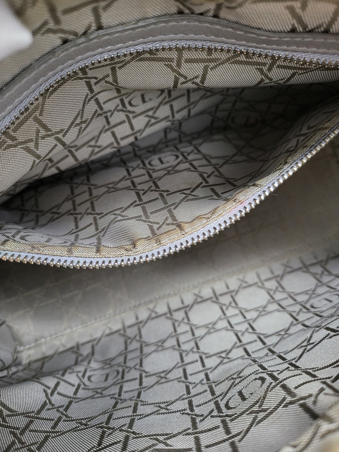 CHRISTIAN DIOR LADY DIOR MEDIUM PEARL GREY LAMBSKIN LEATHER