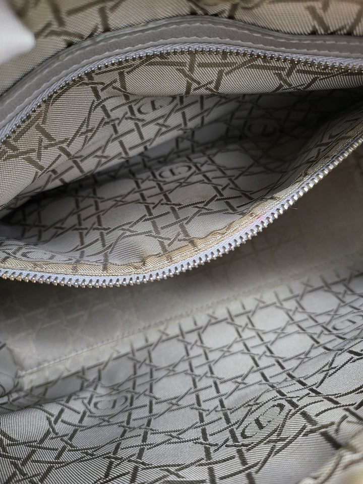 CHRISTIAN DIOR LADY DIOR MEDIUM PEARL GREY LAMBSKIN LEATHER