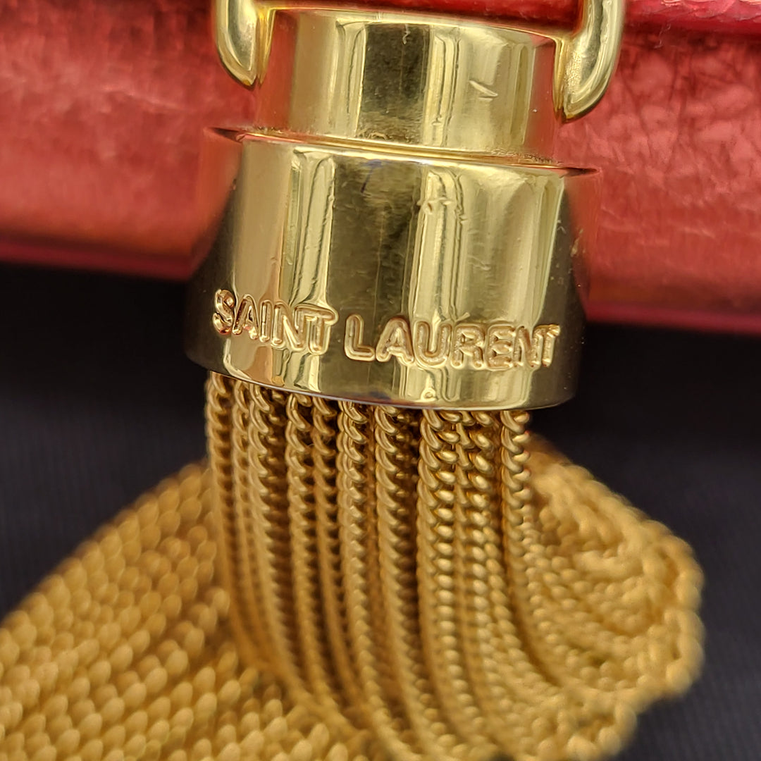 YVES SAINT LAURENT KATE SMALL TASSEL CHAIN BAG METALLIC