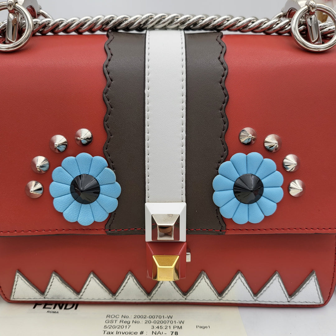 FENDI RED I KANS EYES FACES 2 WAY BAG