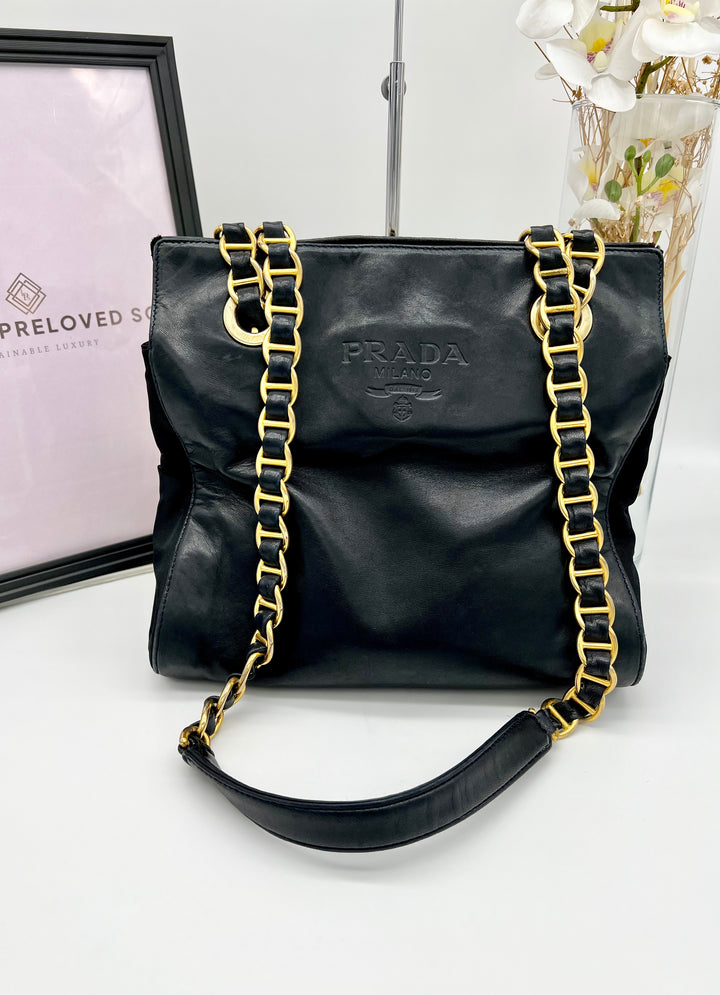 PRADA VINTAGE CHAIN BAG LAMBSKIN