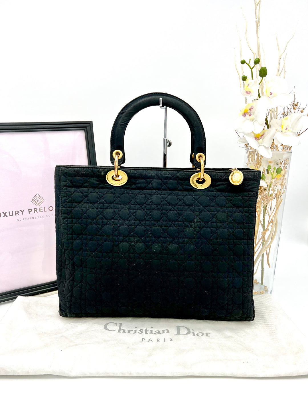 CHRISTIAN DIOR LADY DIOR CANVAS GHW